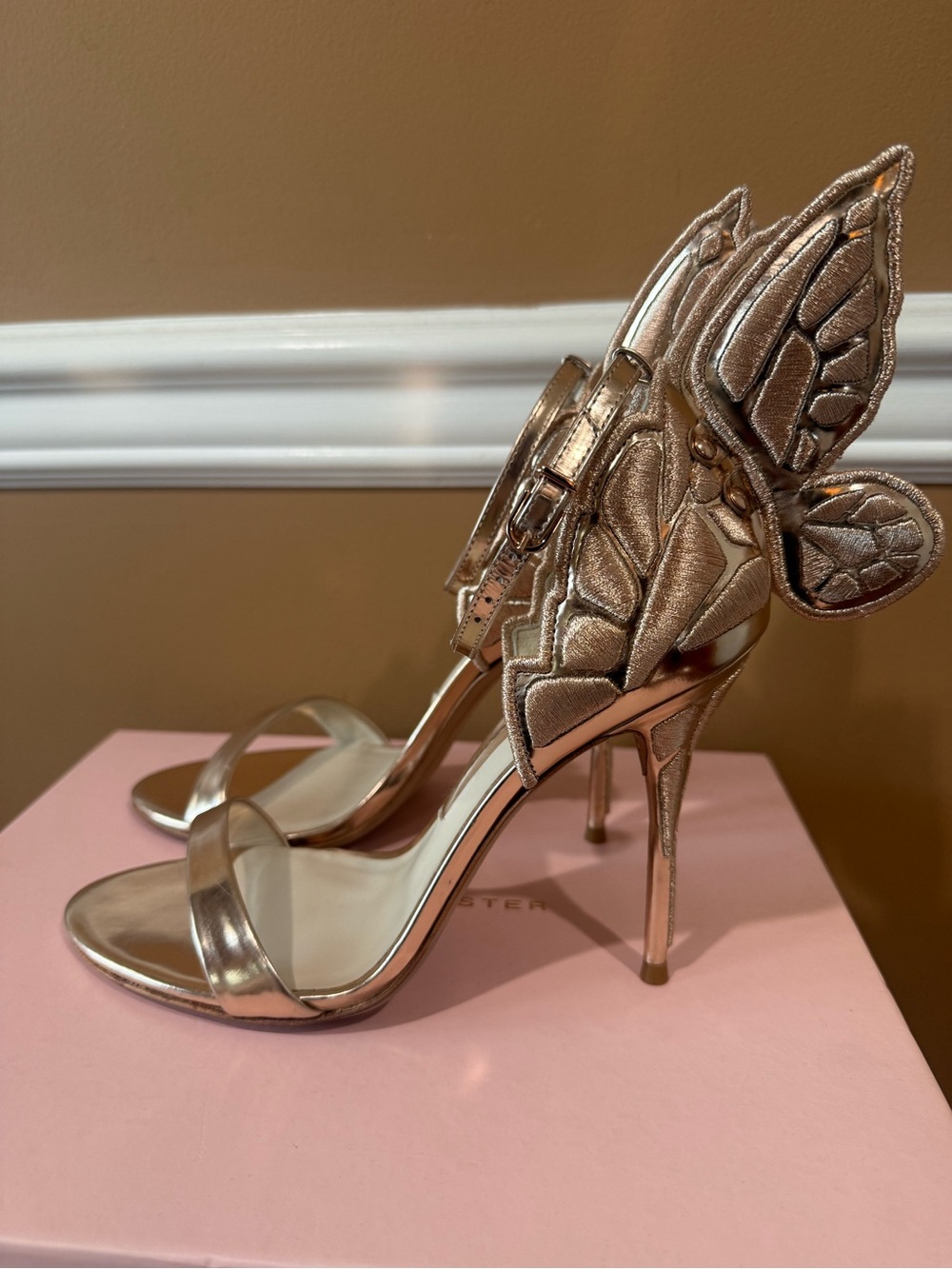 Sophia Webster Rose Gold Butterfly Wing Stilettto Sandals